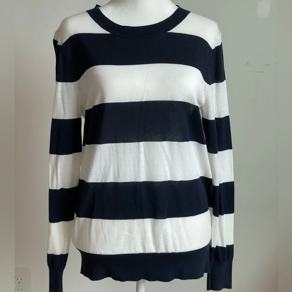 J. Crew Navy and White Striped Shirt Size Small